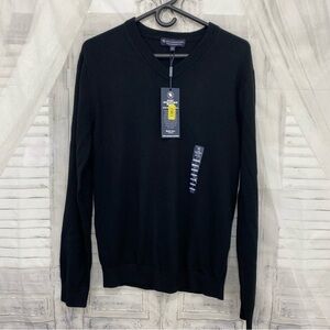 Hart Schaffner Marx Size Small Black Fine Merino Wool V-Neck Pullover Sweater
